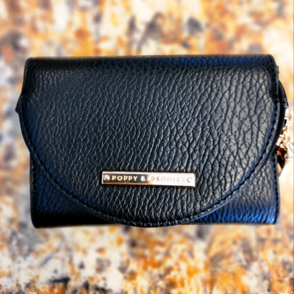 Poppy & Peonies Black Margaux Wallet